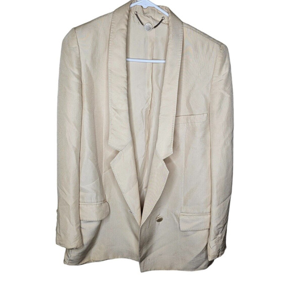 Stella McCartney Beige Blazer Jacket Women’s 36 Small 100% Silk Italy Spot Flaws - Picture 2 of 16